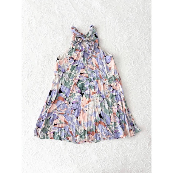 NWOT Lulus Tied Back To You Lavender Multi Floral Print Mini Shift Dress Small - Picture 4 of 5